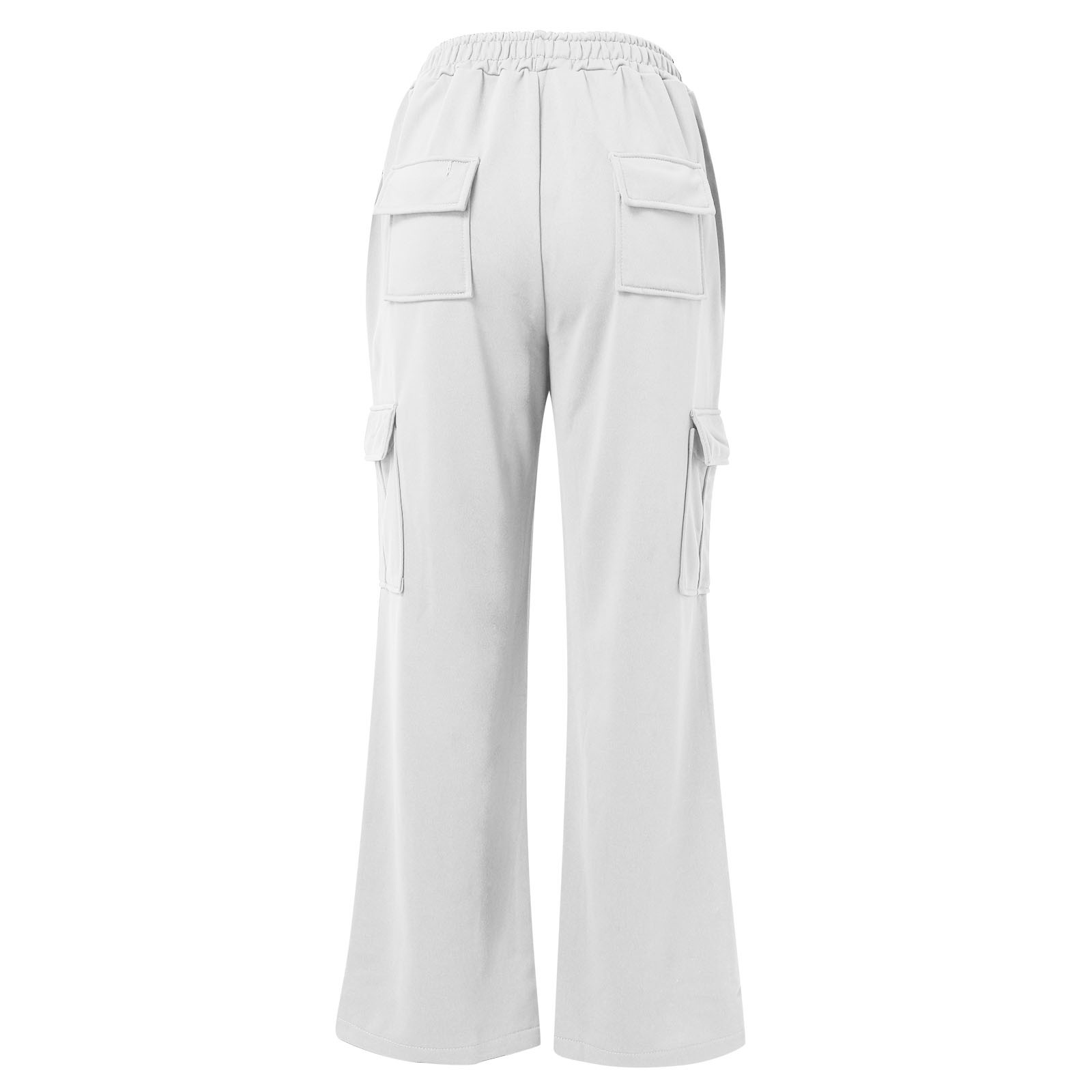 thumbnail image 5 of Pantalones rectos lisos con cintura elástica para mujer - Diseño con tirantes, poliéster, ropa informal - Tallas S-XXL, 5 of 6